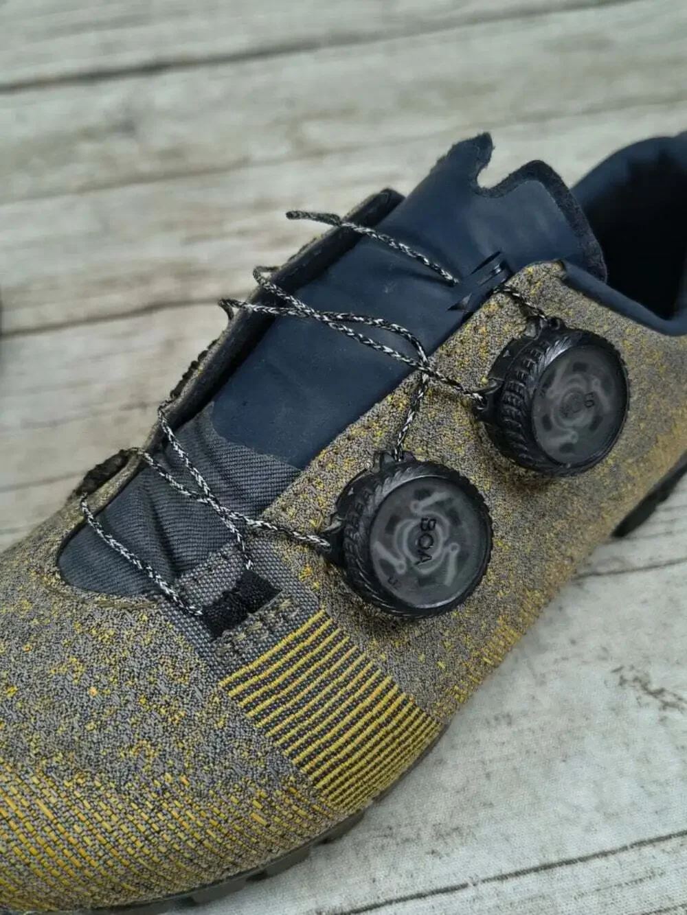 Rapha Explore Powerweave Gravel Cycling Shoes EU 38 US 5.75 Dual BOA Yellow Gray